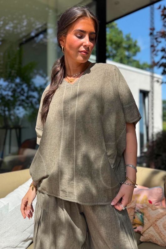 Rustic Nature Linen Blend Pocket Tee Washed Walnut